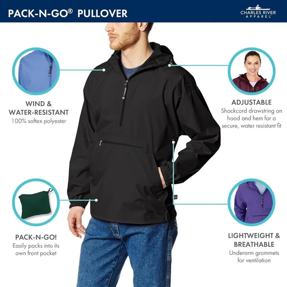 Unisex Color Blocked Pack-N-Go, Men's & Women's Pullover Anorak